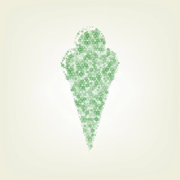 アイスクリームの標識です ベクトル 緑の六角形 Rastered アイコンとノイズを含む不透明度と中心光と明るい緑の背景でサイズ — ストックベクタ