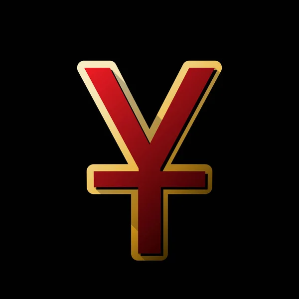 Čínský Jüan Znamení Vektor Červená Ikona Malým Černým Neomezené Stíny — Stockový vektor