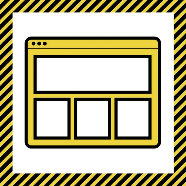 Знак Веб Окна Вектор Теплый Желтый Значок Черным Контуром Рамке — стоковый вектор