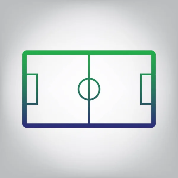 Campo Fútbol Vector Icono Contorno Degradado Verde Azul Fondo Grisáceo — Archivo Imágenes Vectoriales