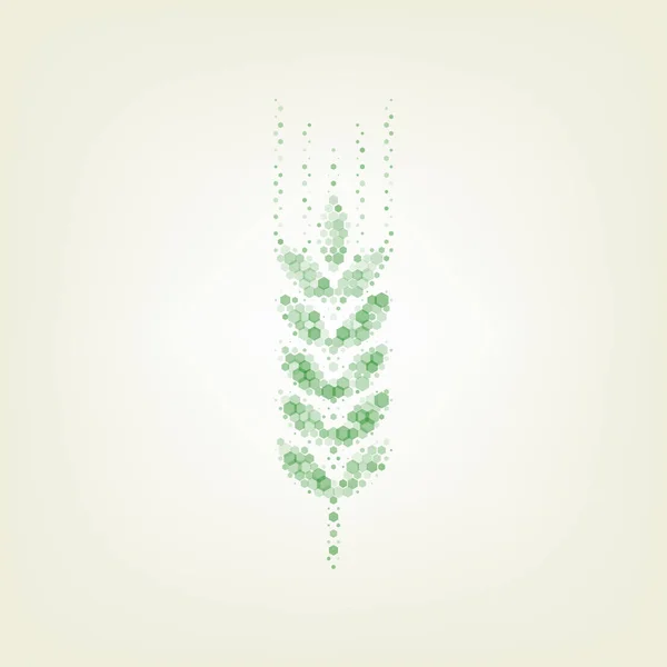 Illustrazione Segno Grano Spike Spica Vettore Icona Raster Esagonale Verde — Vettoriale Stock