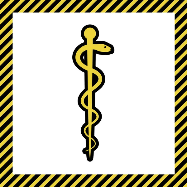 Símbolo Medicina Vector Icono Amarillo Cálido Con Contorno Negro Marco — Archivo Imágenes Vectoriales