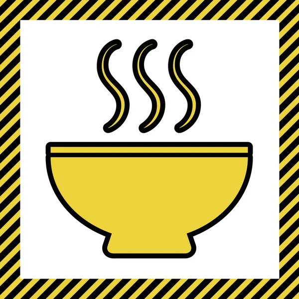 Σούπα Σημάδι Διάνυσμα Ζεστό Κίτρινο Εικονίδιο Μαύρο Περίγραμμα Στο Πλαίσιο — Διανυσματικό Αρχείο