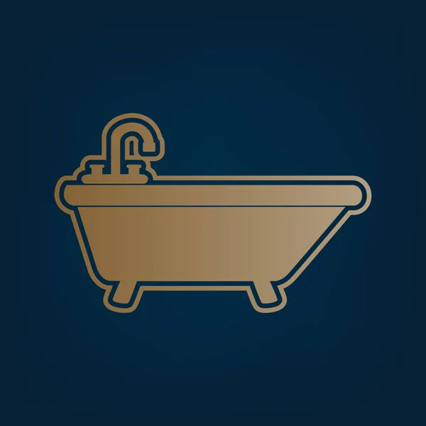Знак Ванни Ілюстрація Вектор Золота Ікона Кордон Темному Блакитному Фоні — стоковий вектор