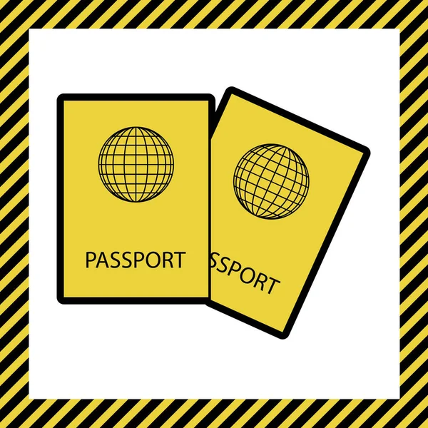 Pasaport Illüstrasyon Işareti Vektör Sıcak Sarı Simge Siyah Kontur Beyaz — Stok Vektör