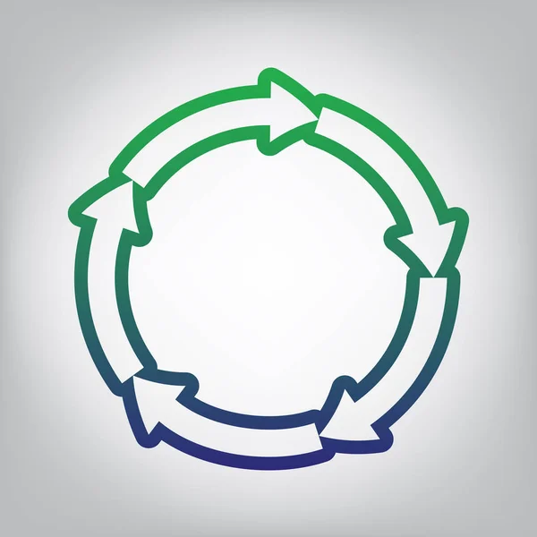 Señal Flechas Circulares Vector Icono Contorno Degradado Verde Azul Fondo — Vector de stock