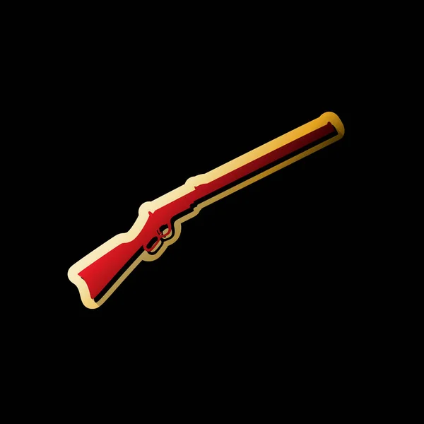 Caccia Fucile Icona Illustrazione Pistola Silhouette Vettore Icona Rossa Con — Vettoriale Stock