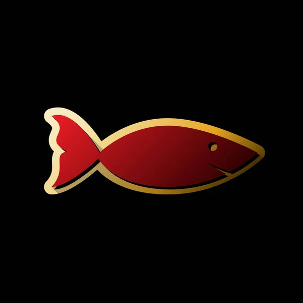 Fish Sign Illustration Vector Red Icon Small Black Limitless Shadows — Stock Vector