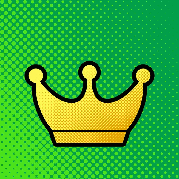 King Crown Sign Vector Pop Art Orange Yellow Dots Gradient — Stock Vector