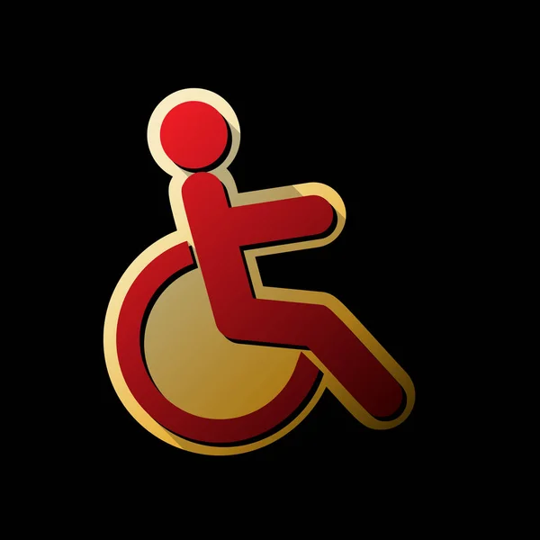 Handicap Teken Afbeelding Vector Rode Pictogram Met Kleine Zwarte Onbegrensde — Stockvector