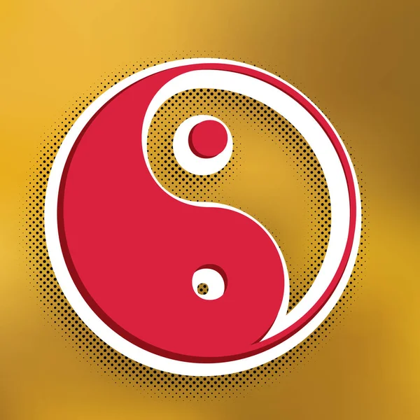 Ying Yang Símbolo Armonía Equilibrio Vector Icono Magenta Con Sombra — Vector de stock