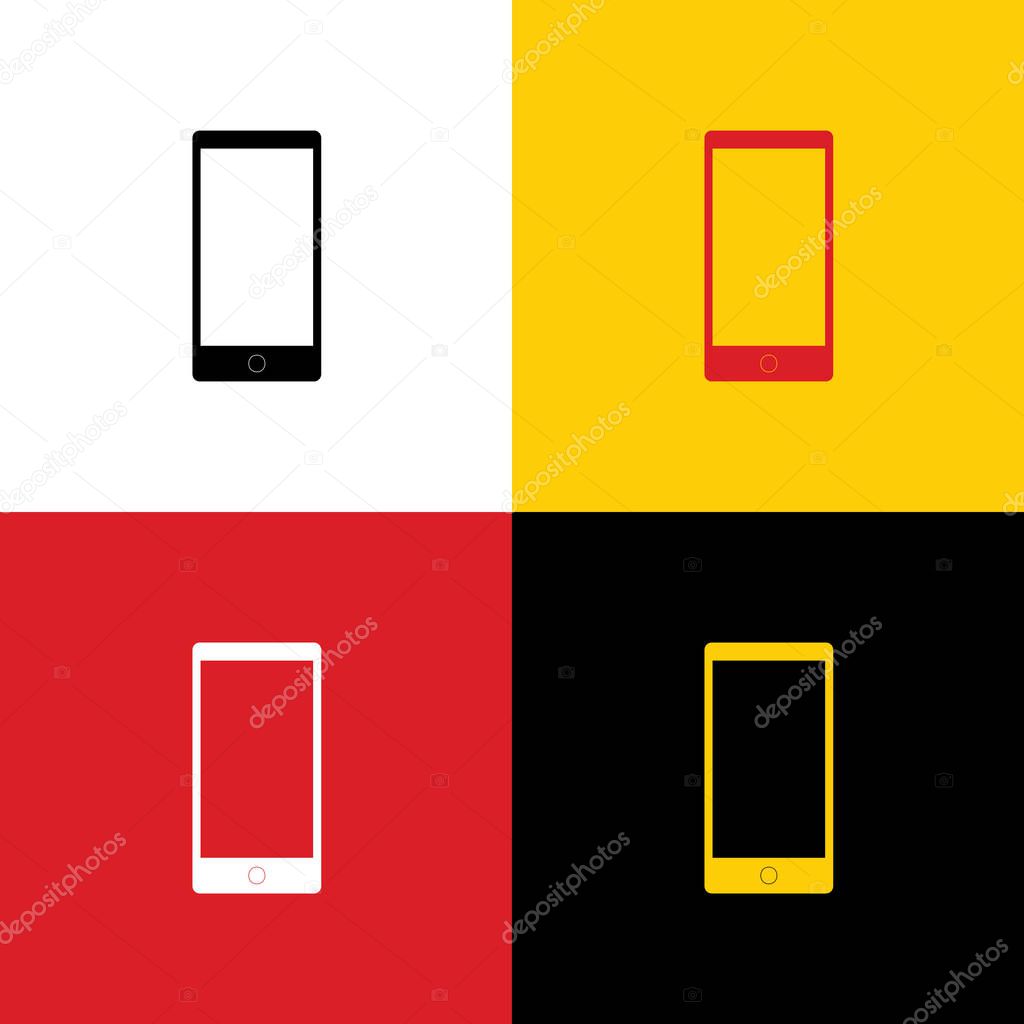 Abstract style modern gadget with blank screen. Template for any content. Vector. Icons of german flag on corresponding colors as background.