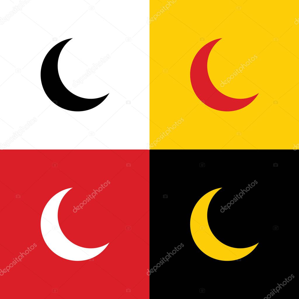 Moon sign illustration. Vector. Icons of german flag on corresponding colors as background.