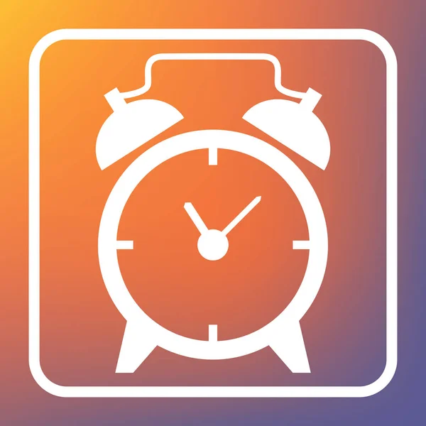 目覚まし時計の標識です ベクトル オレンジ バイオレット グラデーションの背景に透明なボタンを白いアイコン — ストックベクタ