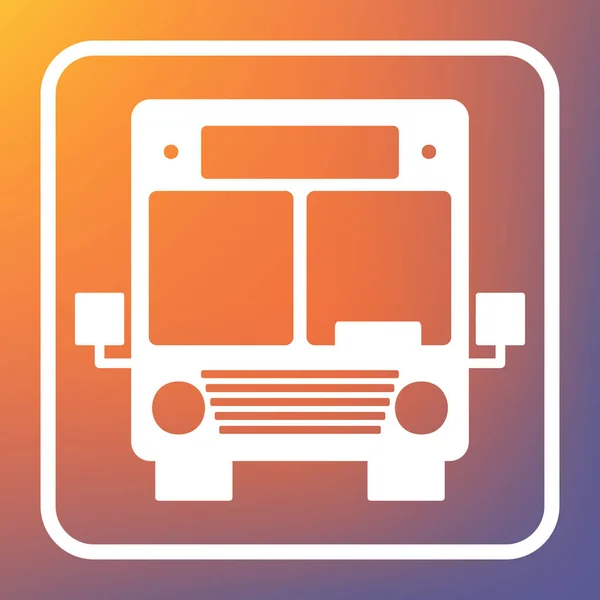 Bus Sign Illustration Vector White Icon Transparent Button Orange Violet — Stock Vector