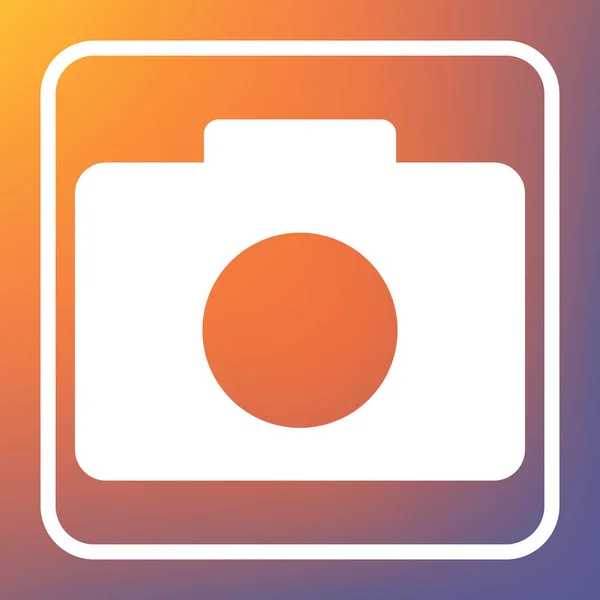 Digital Camera Sign Vector White Icon Transparent Button Orange Violet — Stock Vector