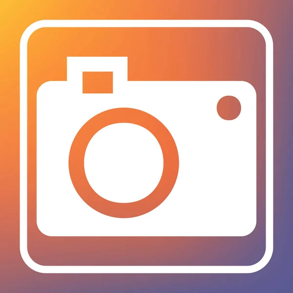 Digitalkameraschild Vektor Weißes Symbol Auf Transparentem Knopf Auf Orange Violettem — Stockvektor