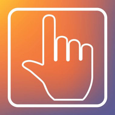 El işareti illüstrasyon. Vektör. Beyaz simgesi turuncu-mor gradyan arka planı Saydam düğmesini.