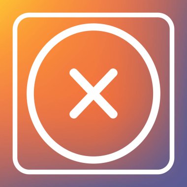 İşareti illüstrasyon çapraz. Vektör. Beyaz simgesi turuncu-mor gradyan arka planı Saydam düğmesini.