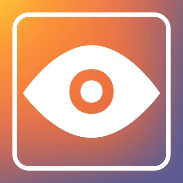 Иллюстрация Знаком Глаза Вектор Белый Значок Прозрачной Кнопке Фоне Оранжево — стоковый вектор