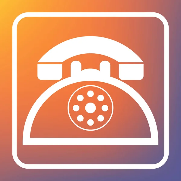 Retro Telefonschild Vektor Weißes Symbol Auf Transparentem Knopf Auf Orange — Stockvektor