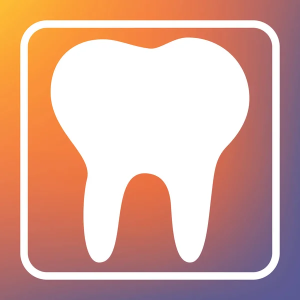 Zahnzeichen Illustration Vektor Weißes Symbol Auf Transparentem Knopf Auf Orange — Stockvektor