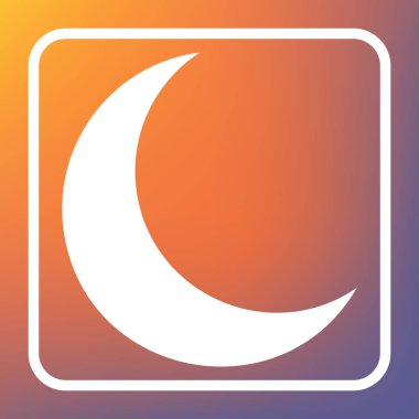 Moon işareti illüstrasyon. Vektör. Beyaz simgesi turuncu-mor gradyan arka planı Saydam düğmesini.