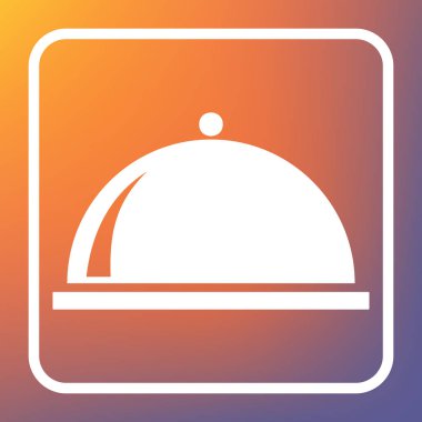 Sunucu oturum illüstrasyon. Vektör. Beyaz simgesi turuncu-mor gradyan arka planı Saydam düğmesini.