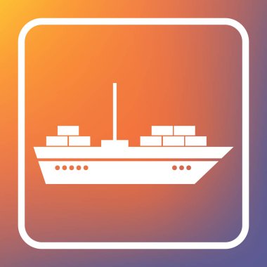 Gemi işareti illüstrasyon. Vektör. Beyaz simgesi turuncu-mor gradyan arka planı Saydam düğmesini.