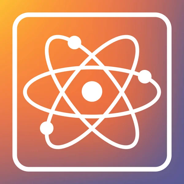 Atom Jel Illusztráció Vektor Narancs Lila Gradiens Háttér Átlátszó Gomb — Stock Vector