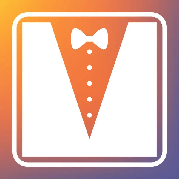 Tuxedo Bow Silhouette Vector White Icon Transparent Button Orange Violet — Stock Vector