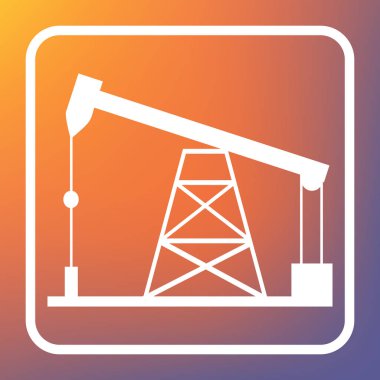 Petrol sondaj teçhizat işareti. Vektör. Beyaz simgesi turuncu-mor gradyan arka planı Saydam düğmesini.