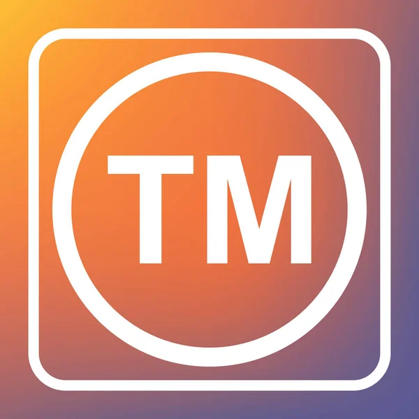 Trade Mark Sign Vector White Icon Transparent Button Orange Violet — Stock Vector