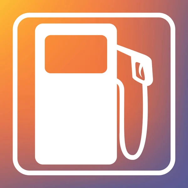 Gas Pump Tecken Vektor Vit Ikon Transparent Orange Violett Tonad — Stock vektor