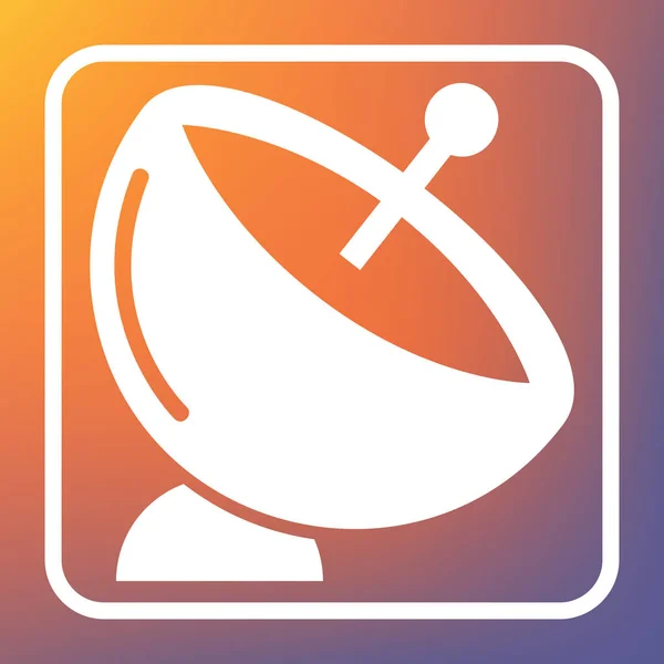 Satelliet Schotel Teken Vector Wit Pictogram Knop Transparant Oranje Violet — Stockvector