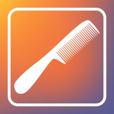 Basit kayıt tarak. Vektör. Beyaz simgesi turuncu-mor gradyan arka planı Saydam düğmesini.