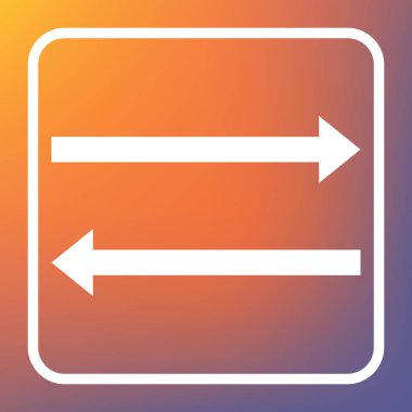 Ok basit kayıt. Vektör. Beyaz simgesi turuncu-mor gradyan arka planı Saydam düğmesini.