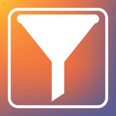 Basit kayıt filtreleme. Vektör. Beyaz simgesi turuncu-mor gradyan arka planı Saydam düğmesini.