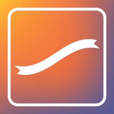 Afiş şerit işareti. Vektör. Beyaz simgesi turuncu-mor gradyan arka planı Saydam düğmesini.