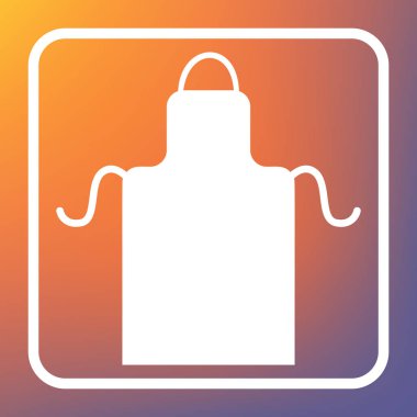 Önlük basit kayıt. Vektör. Beyaz simgesi turuncu-mor gradyan arka planı Saydam düğmesini.