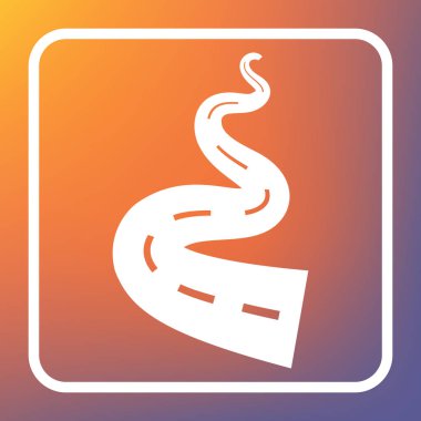 Yol basit işaret. Vektör. Beyaz simgesi turuncu-mor gradyan arka planı Saydam düğmesini.