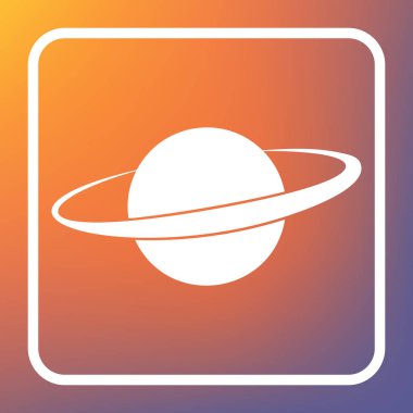 Gezegen yer işareti. Vektör. Beyaz simgesi turuncu-mor gradyan arka planı Saydam düğmesini.