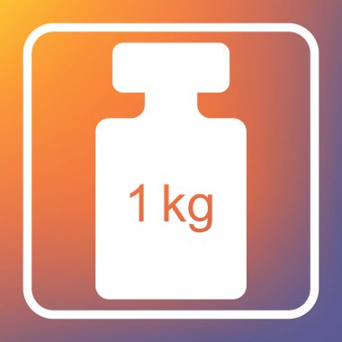 Basit kayıt ağırlık. Vektör. Beyaz simgesi turuncu-mor gradyan arka planı Saydam düğmesini.