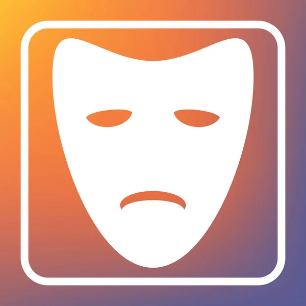 Tragedie Theatrale Maskers Vector Wit Pictogram Knop Transparant Oranje Violet — Stockvector