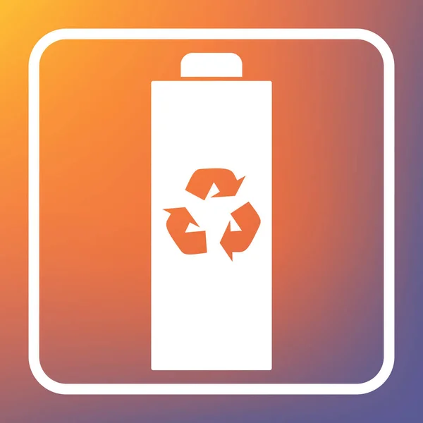 Batterie Recyceln Zeichen Illustration Vektor Weißes Symbol Auf Transparentem Knopf — Stockvektor