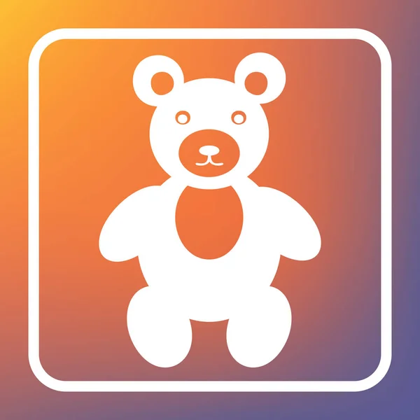 Teddybär Zeichen Illustration Vektor Weißes Symbol Auf Transparentem Knopf Auf — Stockvektor