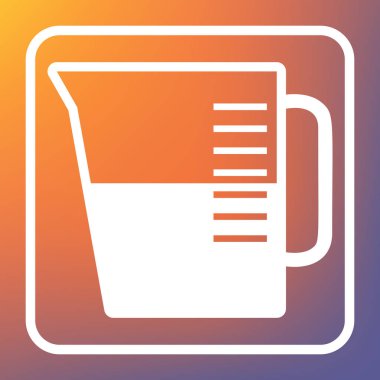 Ölçek işareti. Vektör. Beyaz simgesi turuncu-mor gradyan arka planı Saydam düğmesini.