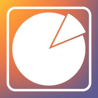 Ekonomi grafik işareti. Vektör. Beyaz simgesi turuncu-mor gradyan arka planı Saydam düğmesini.