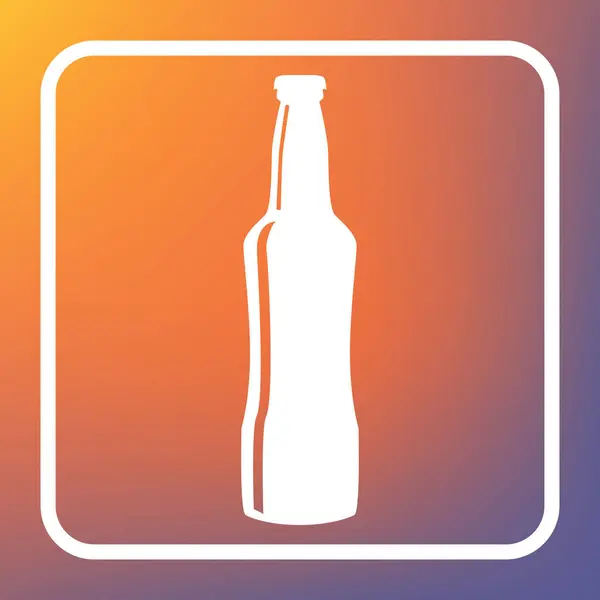 Beer Bottle Sign Vector White Icon Transparent Button Orange Violet — Stock Vector