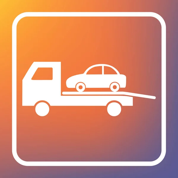 Tow Auto Evacuatie Teken Vector Wit Pictogram Knop Transparant Oranje — Stockvector